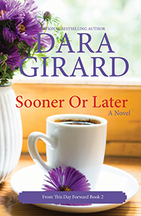 cover image of Sooner or Later with flower vase and tea cup by a window