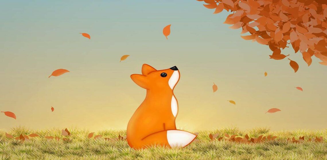 cartoon image of pensive fox