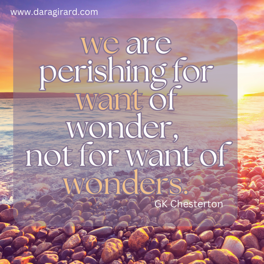 "We are perishing for want of wonder, not for want of wonders."
GK Chesterton