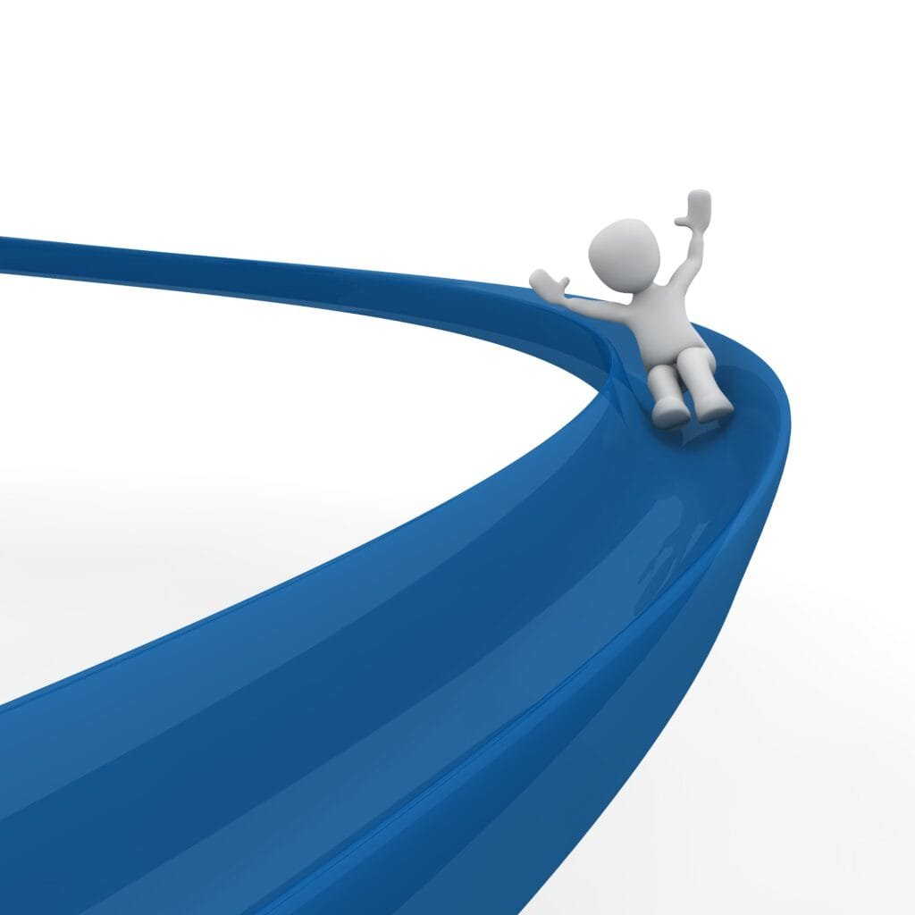 vector image of a figure going down a slide