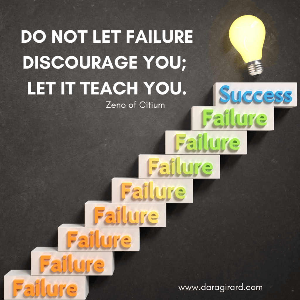 Do not let failure discourage you, let it teach you. Zeno of Citium Graphic by Dara Girard