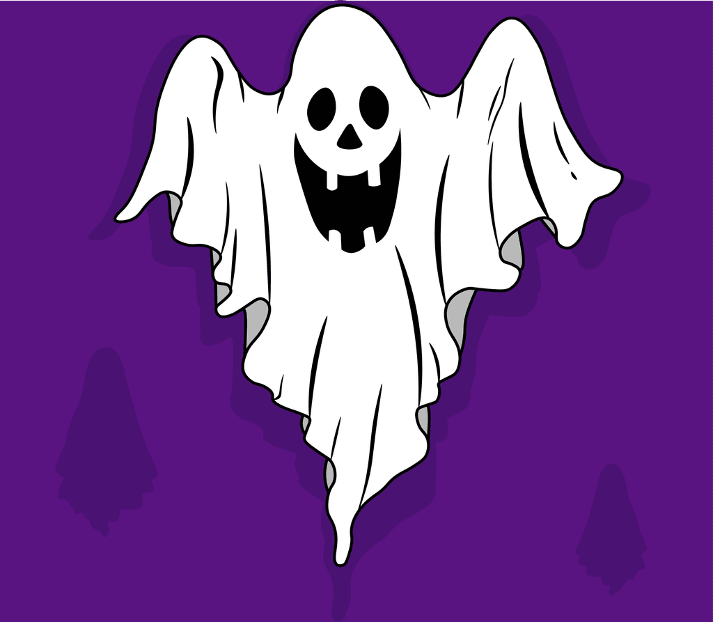Image of a ghost on purple background